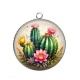 Pendentif Cabochon Argent - cactus