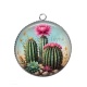 Pendentif Cabochon Argent - cactus