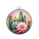 Pendentif Cabochon Argent - cactus