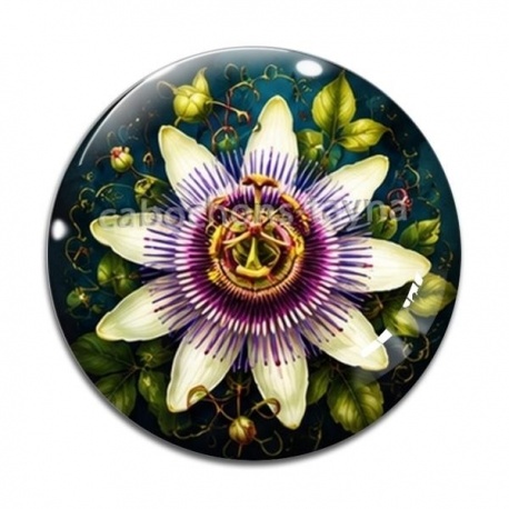 Cabochon Verre - fleur 