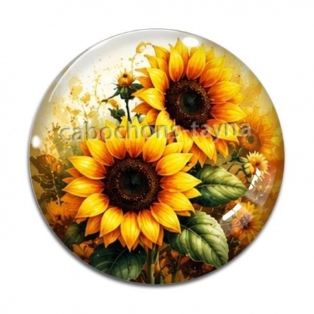 Cabochon Verre - tournesol