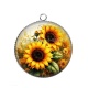 Pendentif Cabochon Argent - tournesol
