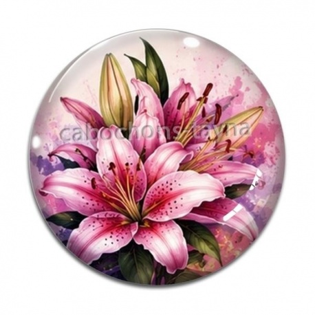 Cabochon Verre - fleur lys