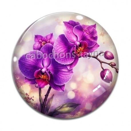 Cabochon Verre - orchidée