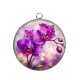 Pendentif Cabochon Argent - orchidée
