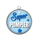 Pendentif Cabochon Argent - super pompier