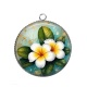 Pendentif Cabochon Argent - fleur frangipanier