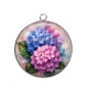 Pendentif Cabochon Argent - fleur hortensia