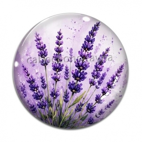 Cabochon Verre - fleur lavande