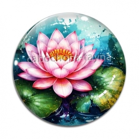 Cabochon Verre - fleur nénuphar