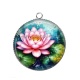 Pendentif Cabochon Argent - fleur nénuphar