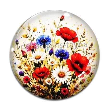 Cabochon Verre - fleur sauvage