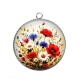Pendentif Cabochon Argent - fleur sauvage