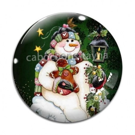 Cabochon Verre - bonhomme de neige