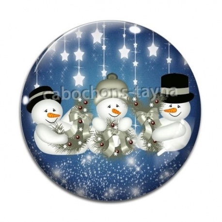 Cabochon Verre - bonhomme de neige