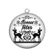 Pendentif Cabochon Argent - bonnes fêtes