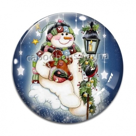 Cabochon Verre - bonhomme de neige