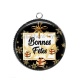 Pendentif Cabochon Argent - bonnes fêtes