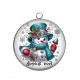 Pendentif Cabochon Argent - joyeux noël