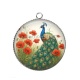 Pendentif Cabochon Argent - paon