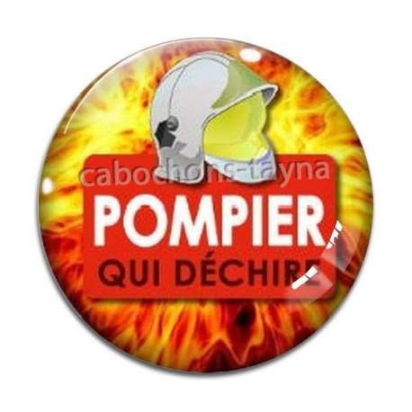 Cabochon Verre - pompier qui déchire