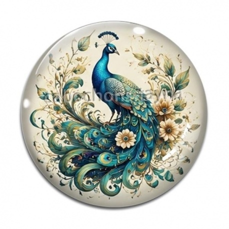Cabochon Verre - paon