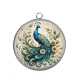 Pendentif Cabochon Argent - paon