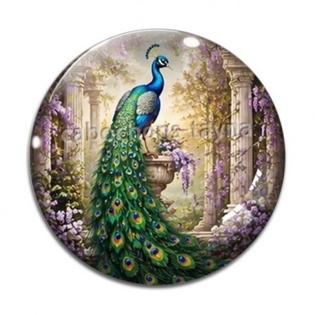 Cabochon Verre - paon
