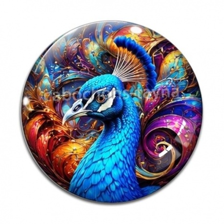 Cabochon Verre - paon