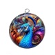 Pendentif Cabochon Argent - paon