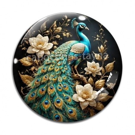 Cabochon Verre - paon