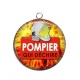 Pendentif Cabochon Argent - pompier qui déchire