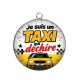 Pendentif Cabochon Argent - je suis un taxi qui déchire