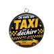 Pendentif Cabochon Argent - je suis un taxi qui déchire