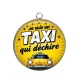 Pendentif Cabochon Argent - je suis un taxi qui déchire