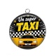 Pendentif Cabochon Argent - je suis un taxi qui déchire
