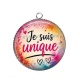 Pendentif Cabochon Argent - je suis unique