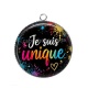 Pendentif Cabochon Argent - je suis unique