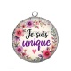 Pendentif Cabochon Argent - je suis unique