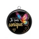 Pendentif Cabochon Argent - je suis unique