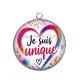Pendentif Cabochon Argent - je suis unique