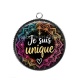 Pendentif Cabochon Argent - je suis unique
