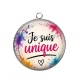 Pendentif Cabochon Argent - je suis unique