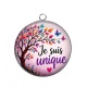 Pendentif Cabochon Argent - je suis unique