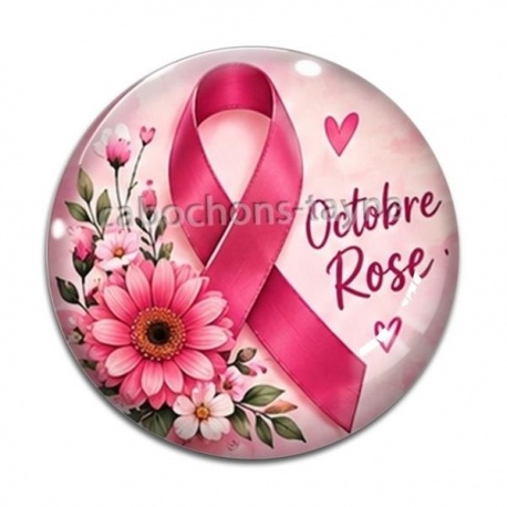Cabochon Verre - octobre rose
