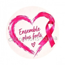 Octobre Rose cœur – Cabochon verre ou résine – Badge, porte-clés, magnet, miroir