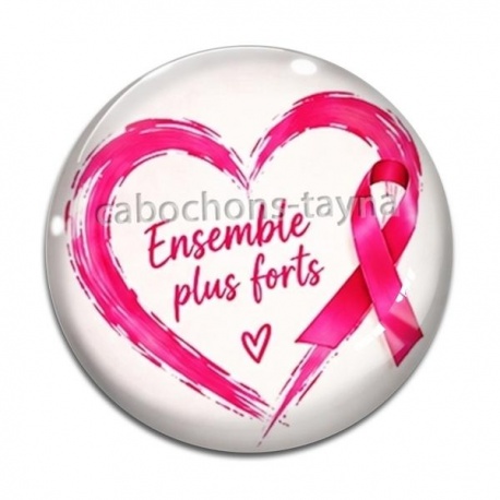 Cabochon Verre - octobre rose