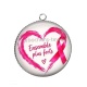 Pendentif Cabochon Argent - octobre rose