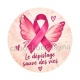 Octobre Rose ruban rose – Cabochon verre ou résine – Badge, porte-clés, magnet, miroir
