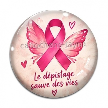 Cabochon Verre - octobre rose